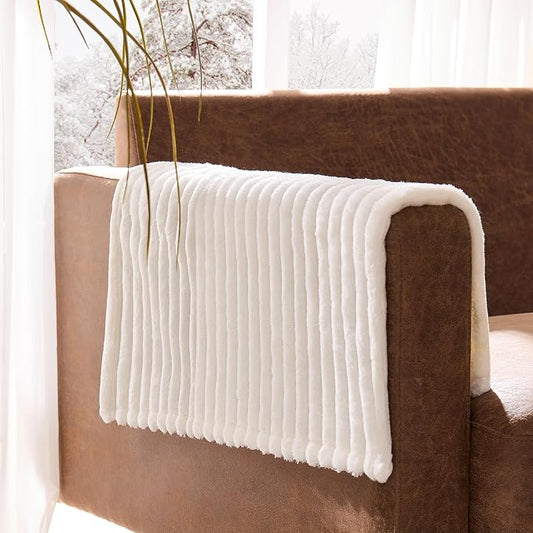 100% Waterproof Couch Arm Covers 2pcs, Fuzzy Chair Arm Covers Thick Soft Recliner Chair Armrest Protectors, Non-Slip Couch Armrest Cover Pet mats for Sofa (White, 22" x 22" 2 Pack) by Meider