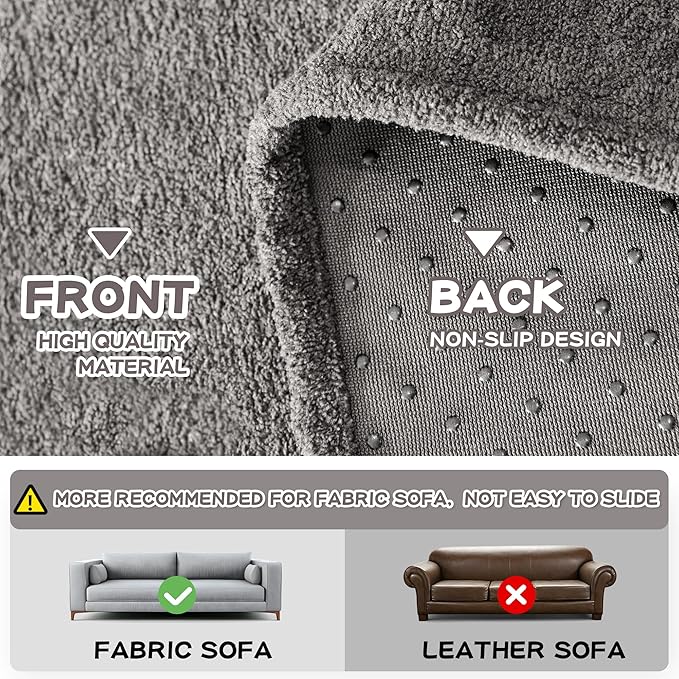 MYSKY HOME Couch Cover Sofa Covers for 3 Cushion Couch, Dog Couch Cover Protector for Sectional Sofa Covers Couch Protector, Non Slip Furniture Covers for Pet Cat, 91" x 118", Grey - Image 4