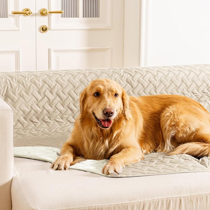 gogobunny 100% Double Sided Waterproof Dog Blanket Soft Pet Bed Cover Reversible Protect Furniture Couch Sofa Car for Puppy Cat Kids (Dark Beige/Light Beige, 40x50 Inch (Pack of 1)) by gogobunny