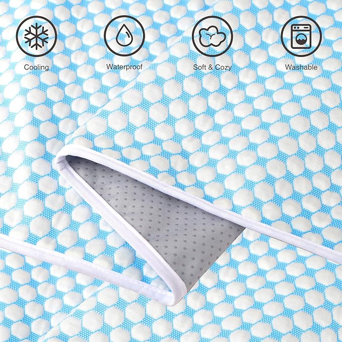 Cooling Blanket for Dogs - Q-MAX>0.4 Waterproof Pet Throw Blanket Bed Cover, Non-Slip Dog Blankets for Couch Protector, Washable Furniture Cover for Summer, Pearl Blue,30x70 - Image 4