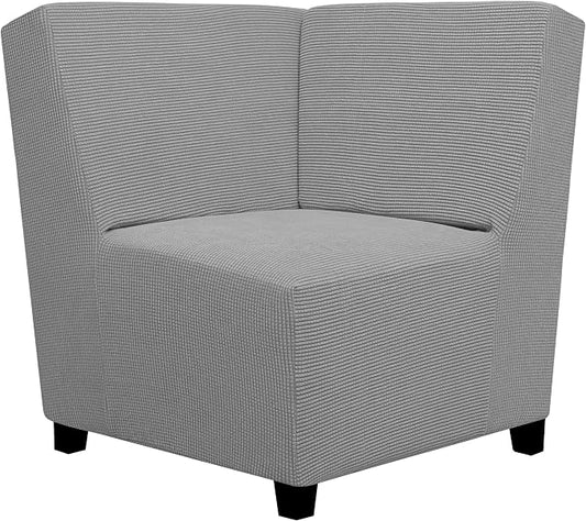 Easy-Going Stretch Soft Sectional Corner Sofa Couch Slipcover Light Gray | 1-Piece Sofa Cover Furniture Protector with Bottom For Kids, Pet, Spandex Jacquard Machine Washable for Living Room by Easy-Going