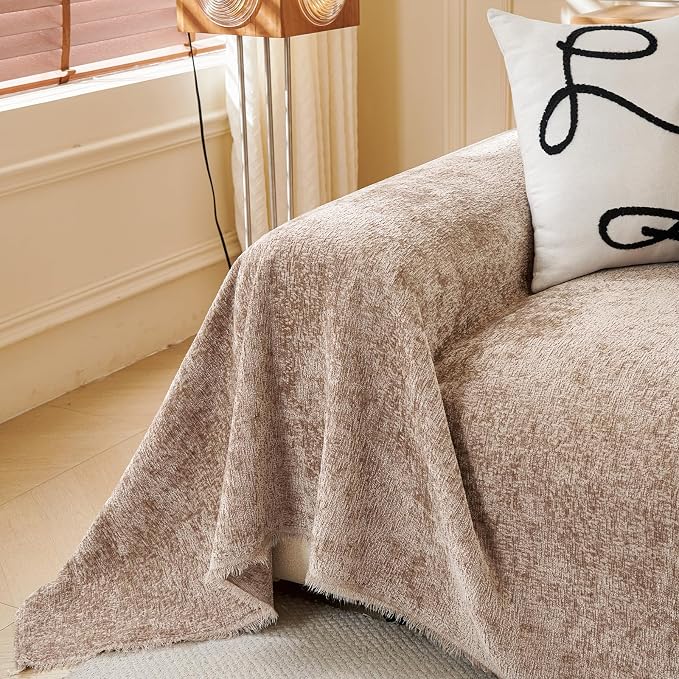 ROOMLIFE Boho Couch Covers for Sofa Washable for 2 Cushion Couch, Chenille Furniture Protector Sofa Couch Cover for Dogs, Soft Breathable Sofa Slipcover, Couch Throw Blankets with Tassels 71''X118'' - Image 6