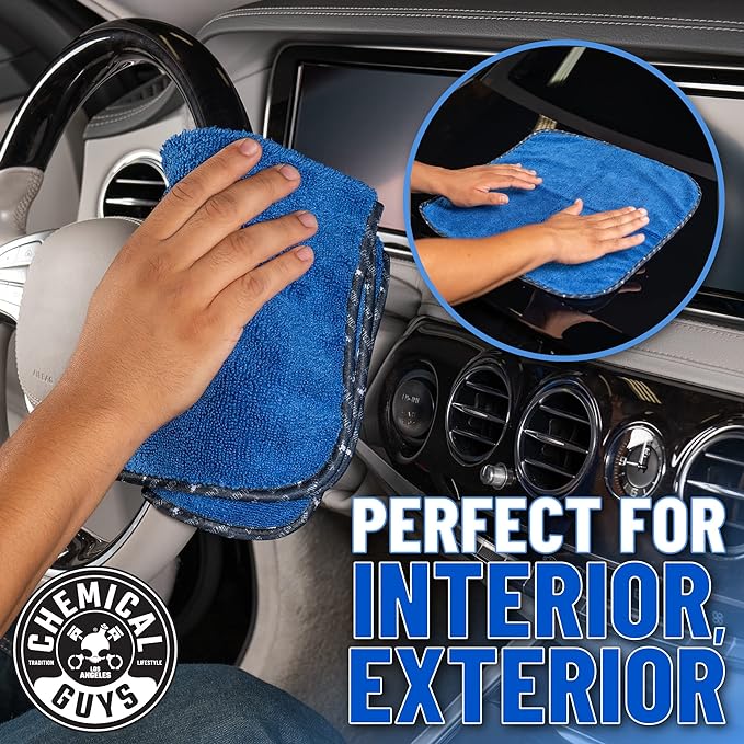 Chemical Guys, Professional Microfiber Towels, 16 x 16 in, Blue, 12 Pack | Ultra-soft, scratch-free towels to buff wax, dry panels and clean glass and interiors, machine washable - Image 6