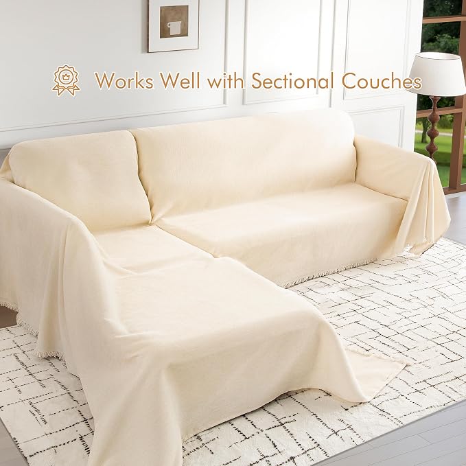 Couch Cover for 2-3 Cushion Couch Sofa Pet Friendly, Chenille Sectional L Shaped Sofa Cover Washable for Dogs Cats Kids, Furniture Protector Slipcover Decor for Living Room, 71"x118" - Image 6