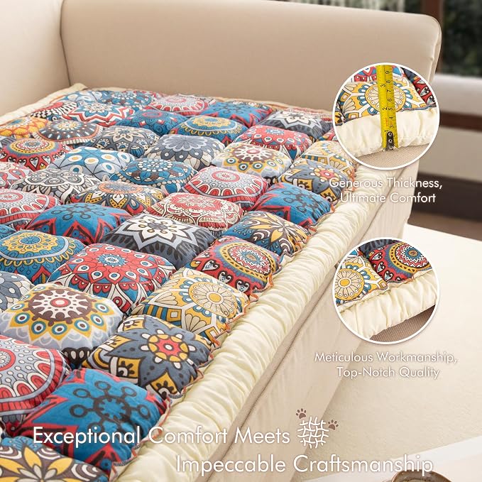 Couch Cover for Sofa, Sectional Couch Cover for Dogs, Sofa Cover Washable, Cushion Cover Blanket Pad Bed Mat for Pets, Boho Furniture Protector, Blue, 27.6x82.7in - Image 5