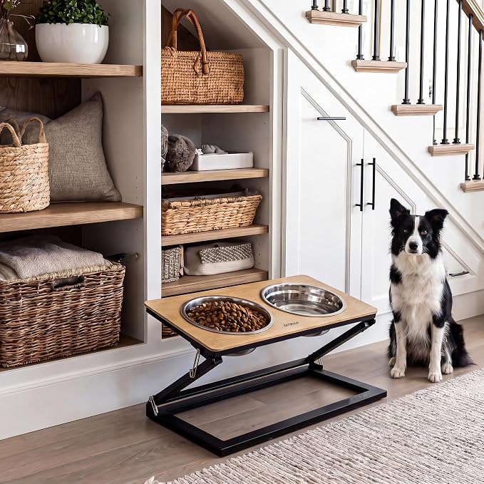 Elevated Dog Bowl, Adjustable Height and Tilt Angle Dog Bowl Stand | Precisely Adjust Height And Tilt Angle, Easy To Clean, Equipped With 2 Stainless Steel Food Bowls, Sturdy And Durable. - Image 6