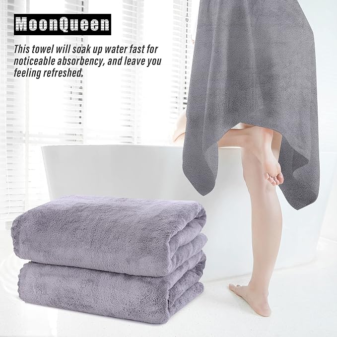 MOONQUEEN 6 Pack Premium Bath Towel Set - Quick Drying - Microfiber Coral Velvet Highly Absorbent Towels - Multipurpose Use as Bath Fitness, Bathroom, Shower, Sports, Yoga Towel (Grey) - Image 7