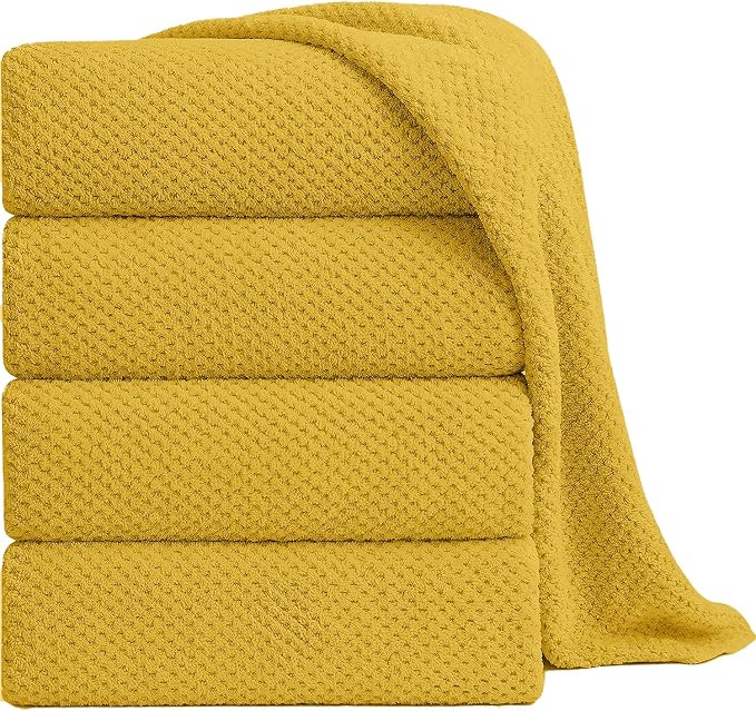 Smuge Extra Large Bath Towel Sheet Set 35x70 Inches - Oversized Bath Towels Set,Jumbo Large Microfiber - Quick Dry,Super Soft,Highly Absorbent Towel Set for Bathroom,Hotel,SPA,Pack of 4(Sweet Yellow) by Smuge