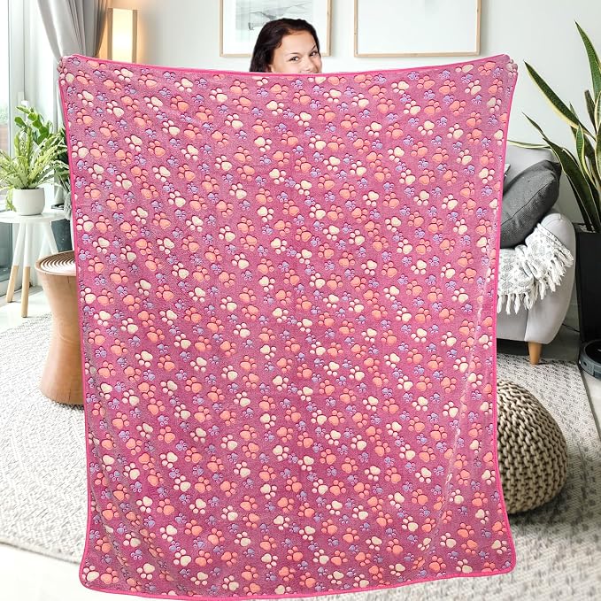 Dog Blankets for Large Dogs, 3 Pcs Dog Blanket Washable, Soft Fluffy Flannel Pet Blanket Mat Cover for Bed Couch, Cute Print Puppy Blanket 60" x 50" - Image 5