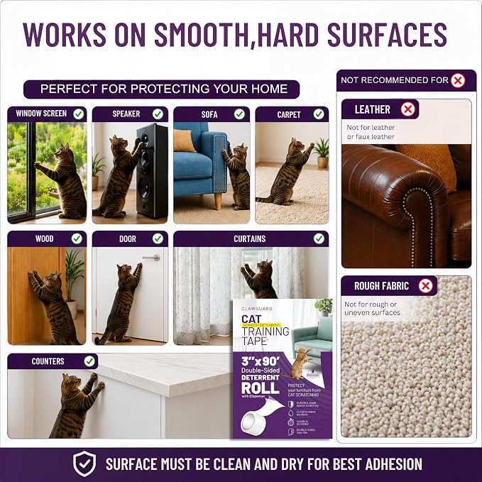 CLAWGUARD Cat Scratch Furniture Protector Tape Dispenser – Anti Scratch Cat Tape for Furniture, Couch Protector from Claws & Deterrent (XL) - Image 4