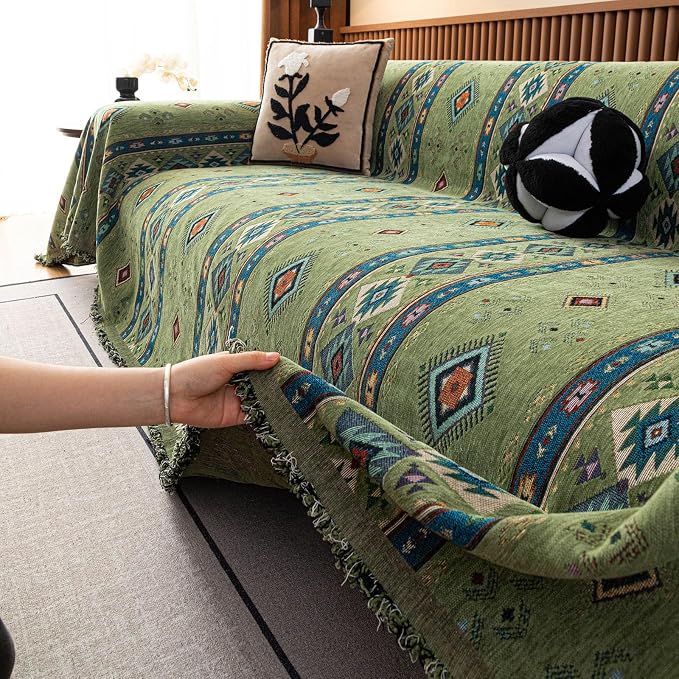ROOMLIFE Couch Cover 3 Cushion Sofa, Washable Non Slip Furniture Sofa Protector Cover, Soft Chenille Sofa Slipcovers Sectional L Shape Dogs Couch Cover Throw Blanket with Tassels 71''X134'' - Image 8