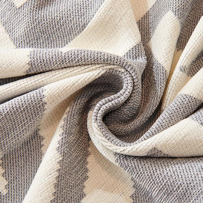 91" x118" Soft Chenille Couch Cover with Grey Geometric Pattern for 1-2 Cushion Couch Reversible 1 Piece Sofa Cover Furniture Protector with Tassels for Dogs Cats Scratching Washable - Image 5