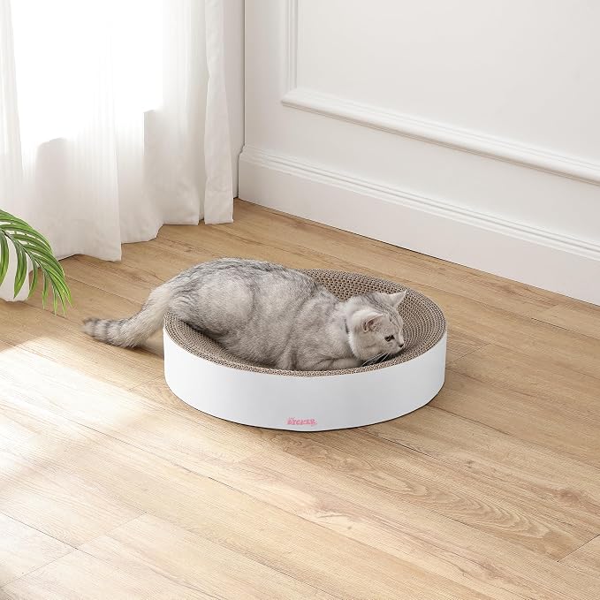 CSR1010I Nelson 20.13" Modern Cardboard Round Bowl Cat Scratcher with Catnip, Cloud - Image 7