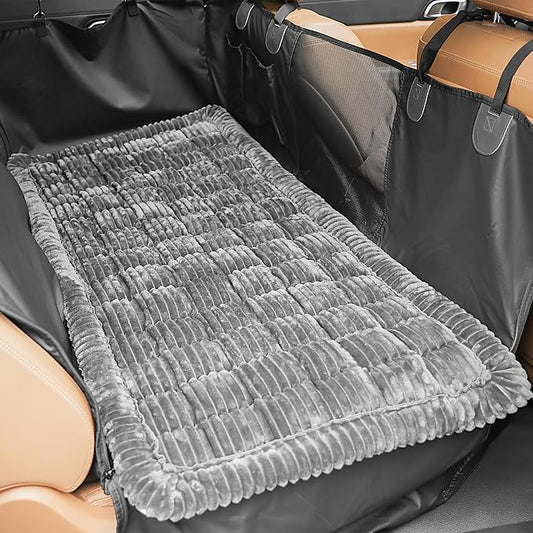 HiPetpy Backseat Dog Bed Mat for Car, Non-Slip Dog Bed for Car Back Seat, Soft & Cozy Dogs Blanket, Washable Travel Pet Mat Seat Protector for Cars, SUVs, Trucks by HiPetpy