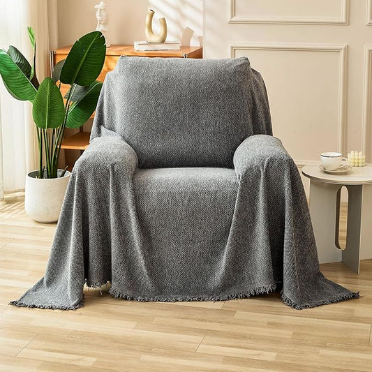 HAOMAIJIA Chenille Couch Cover Sofa Covers for 1 Cushion Couch Washable sectional Couch Covers for Dogs pet Furniture Protector Couch Cover Blanket for Living Room (Grey, 71"x91") by HAOMAIJIA
