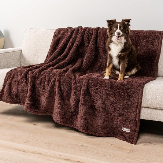PetAmi Fluffy Waterproof Dog Blanket for Couch and Bed, Reversible Sherpa Pet Throw, Pee Proof Furniture Protector Sofa Cover, Washable Cat Blanket for Medium Large Dogs and Cats (Brown, 60x80) by PetAmi