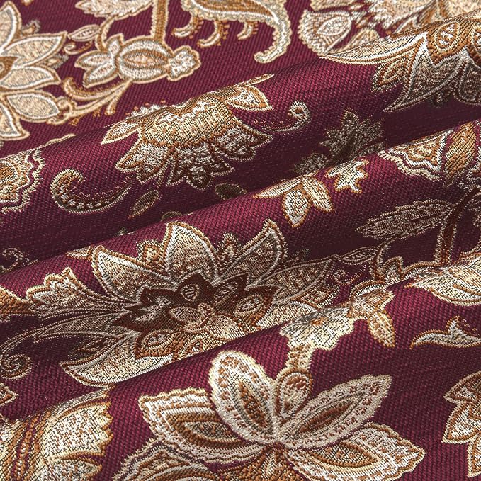 Loom and Mill Vintage Jacquard Sofa Arm Covers 2 PCS, Burgundy, 20x24in | Elegant Floral Couch Armrest Cover with Tassels, Non-Slip Furniture Protector for Chair Sofa Recliners Couch Dogs Pets - Image 5
