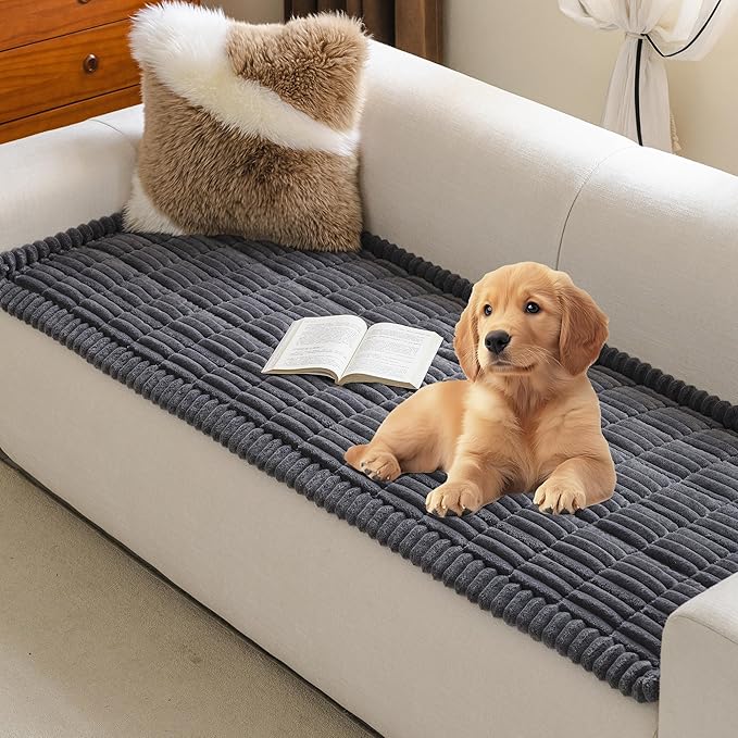 MYSKY HOME Couch Covers for 3 Cushion Sofa Pet Friendly, Couch Cover for Dogs, Sofa Covers for Pets Washable, Soft Non-Slip Sofa Slipcovers Furniture Protector Covers, Dark Grey, 27.6" x 70.9" by MYSKYHOME