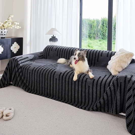 Non Slip Couch Covers for 3 Cushion Couch Sofa, Pet Friendly Sofa Covers Washable, Heavy Duty Scratch Resistant Furniture Cover for Dogs Fits 3 Seat, 71" x 134", Gray by YAJUEHOMETEXTILES