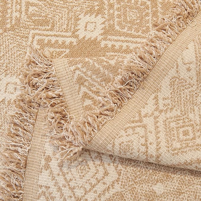 DREAMINGO Couch Covers for Sofa Boho Geometric Jacquard Vintage Sofa Covers 2 Seater Non Slip Chenille Furniture Protector for Dogs Pets Washable Sectional Couch Slipcovers, Khaki, 71"x118" - Image 6