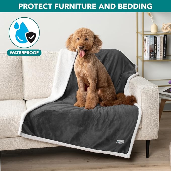 PetAmi Waterproof Dog Blanket for Couch, Pee Proof Fleece Reversible Pet Throw, Furniture Protector for Bed Sofa Kennel, Soft Washable Cover for Small Medium Dog Puppy Cat, 29x40 Grey - Image 7