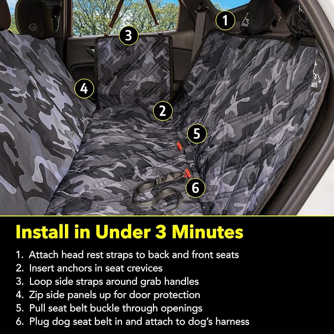 Meadowlark Dog Car Seat Cover, X-Large Heavy Duty Pet Seat Cover for Back Seat, Extra Padded Non-Slip Dog Hammock, Water-Resistant Back Seat Protector for Cars Trucks and SUVs (64” W x 60" L) - Image 6