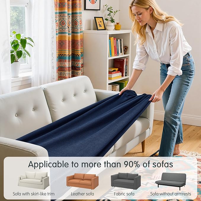 Hokway Couch Cushion Covers Stretch Cushion Covers Sofa Seat Cushion Slipcover Cushion Protector(DarkBlue, Medium) - Image 4