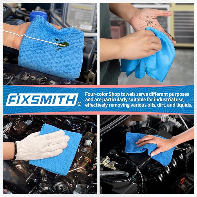 FIXSMITH Shop Towels, Microfiber Cleaning Cloth Bulk, 200 Pack Microfiber Towels for Cars, All-Purpose Absorbent Cleaning Rags, Dust Cloth for Automotive, Mechanic, Garage, Bar, 11.5 x 11.5 inch - Image 6