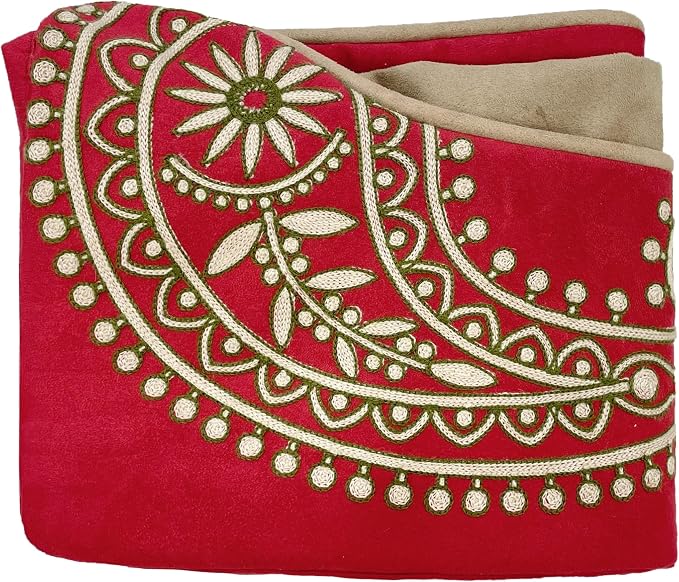Blueberry Pet Heavy Duty Microsuede Bed Cover Only, Removable & Washable Replacement Cover with YKK Zippers, for Cats & Dogs Bed 25" x 21" x 10", Tango Red Embroidered Paisley by BlueberryPet