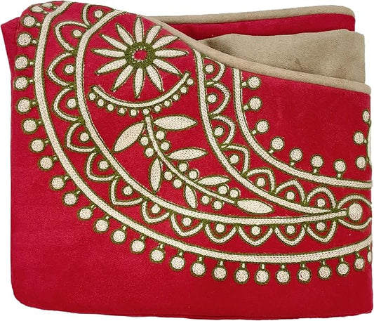Blueberry Pet Heavy Duty Microsuede Bed Cover Only, Removable & Washable Replacement Cover with YKK Zippers, for Cats & Dogs Bed 25" x 21" x 10", Tango Red Embroidered Paisley by BlueberryPet