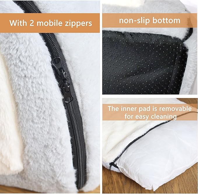 Cat Bed for Indoor Cats，Foldable cat cave，Anti-Slip & Water-Resistant Bottom，cat Houses for Indoor Cats or Small Dogs, Kitten Tent, Rabbit Double Hole Bed:(27.5"×15.3"×15" - Image 6