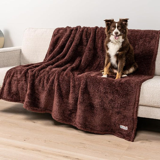 PetAmi Fluffy Waterproof Dog Blanket for Couch and Bed, Reversible Sherpa Pet Throw, Pee Proof Furniture Protector Sofa Cover, Washable Cat Blanket for Medium Large Dogs and Cats (Brown, 40x60) by PetAmi