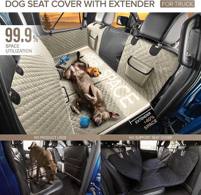 SHARLOVY XL Truck Back Seat Extender for Dogs, Large Hard Bottom Dog Car Seat Cover for Back Seat, Heavy Duty Dog Car Hammock, Waterproof Pet Seat Covers for Trucks, F150, Ram1500 and Large SUV - Image 2