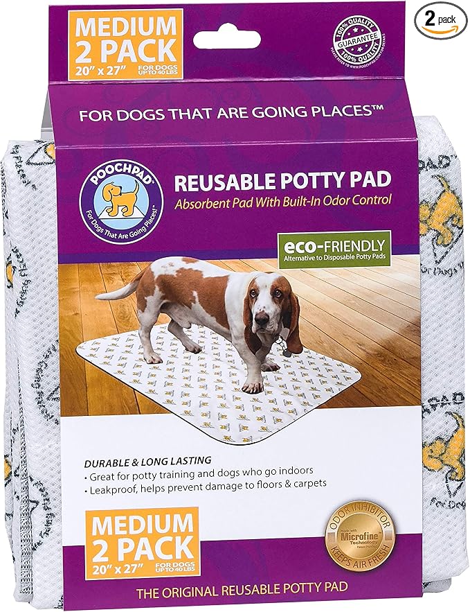 PoochPad Original Washable, Reusable Dog Potty Pad, Medium, 2 Pack | Super Absorbent Puppy Pad, Leakproof Design, Unmatched Odor Control, Easy to Clean, Dog & Puppy Pee Pad for Potty Training by RevivalAnimalHealth