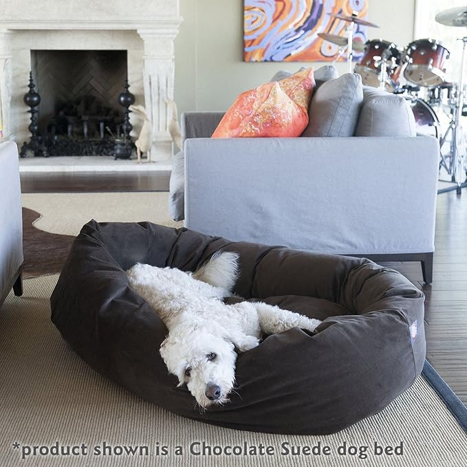 Majestic Pet 24 Inch Suede Calming Dog Bed Washable – Cozy Soft Round Dog Bed with Spine Support for Dogs to Rest Their Head - Fluffy Donut Dog Bed 24x19x7 (Inch) - Round Pet Bed Small – Black - Image 7
