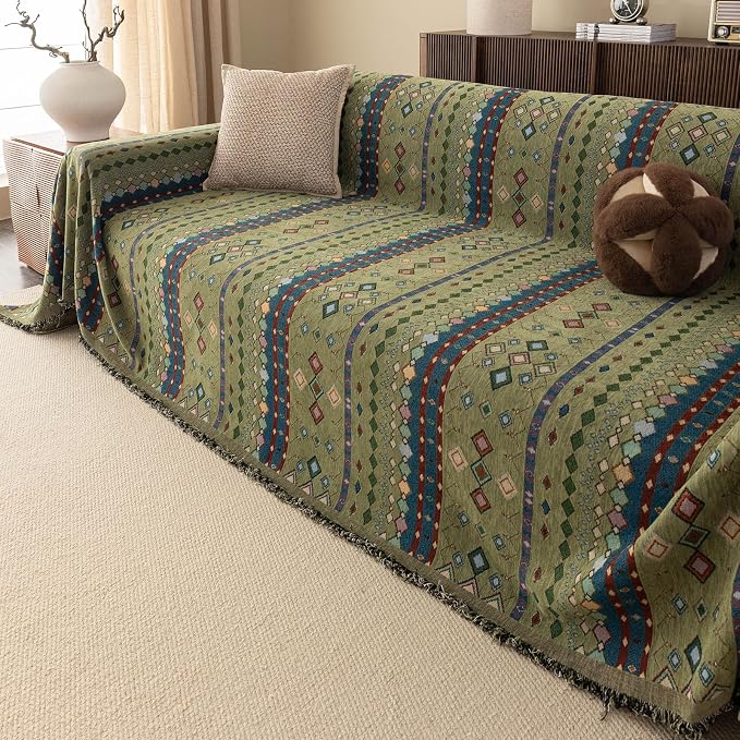 ROOMLIFE Couch Cover 3 Cushion Sofa, Washable Non Slip Furniture Sofa Protector Cover, Soft Chenille Sofa Slipcovers Sectional L Shape Dogs Couch Cover Throw Blanket with Tassels 71''X150'' - Image 7