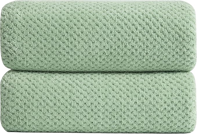 Smuge 2 Piece Hand Towels Set,100% Microfiber - Quick Dry, Thick, Soft, Plush and Highly Absorbent Luxury Hotel & Spa Bath Towel for Bathroom, Pack of 2 (Green) by Smuge