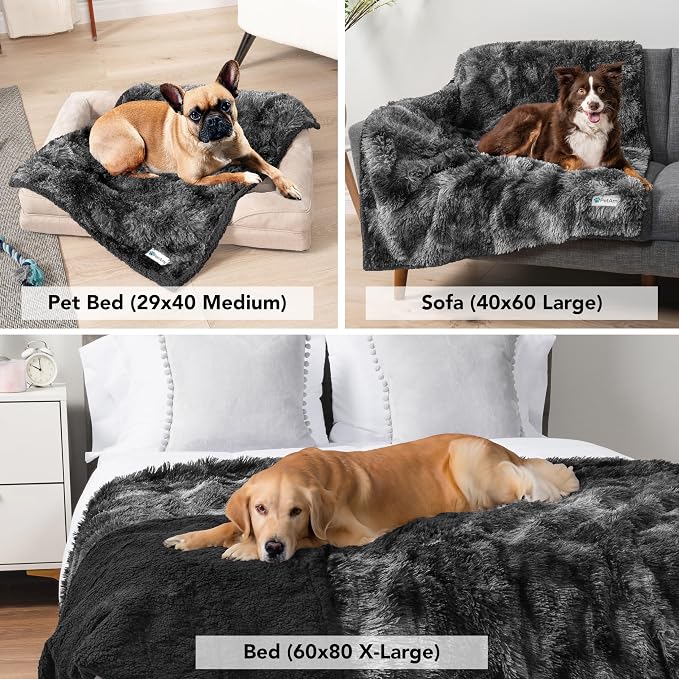 PetAmi Waterproof Dog Blanket for Couch, Bed & Furniture,Reversible Sherpa & Faux Fur Pet Blanket, Leakproof Blanket for Puppy Cat, Washable Soft Calming Pet Couch Protector (29x40, Tie-Dye Black) - Image 4