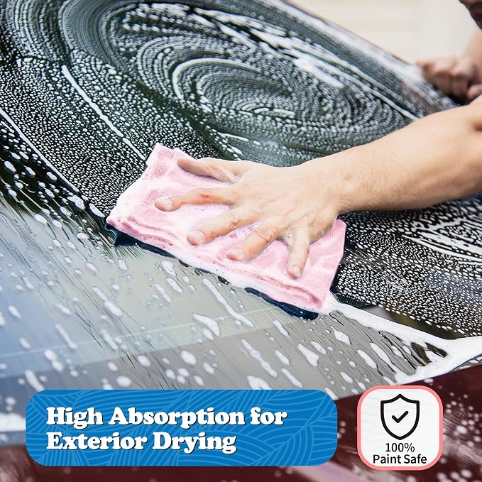 FIXSMITH Microfiber Cleaning Cloth, Shop Towels Bulk, 24 Pack Pink Microfiber Towels for Cars, All-Purpose Absorbent Cleaning Rags, Dust Cloth for Automotive, Mechanic, Garage, Bar, 12 x 11 inch - Image 5