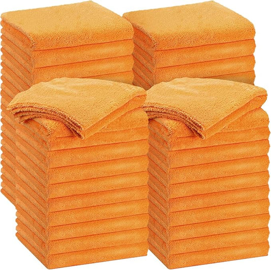 Shimeyao 30 Pcs 16 x 16 Inch Edgeless Microfiber Plush Towels for Cars Detailing Drying Wash Polishing Absorbent Cleaning Cloths, 500 GSM (Orange) by Shimeyao