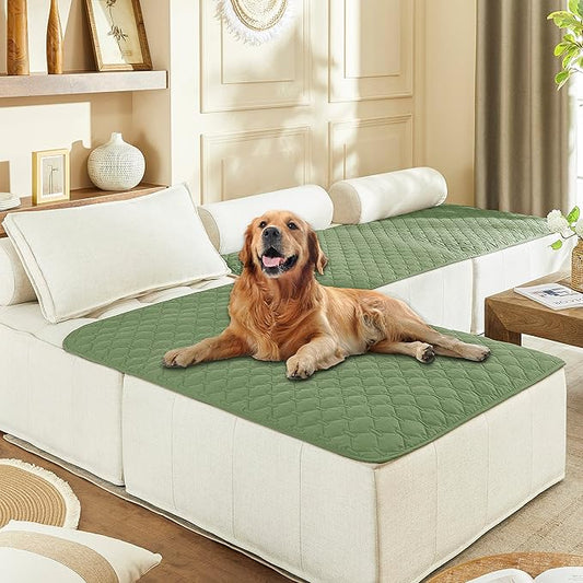 gogobunny 100% Double-Sided Waterproof Dog Bed Cover Pet Blanket Sofa Couch Furniture Protector for Puppy Large Dog Cat, Reversible (40x50 Inch (Pack of 1), Dark Green/Light Green) by gogobunny