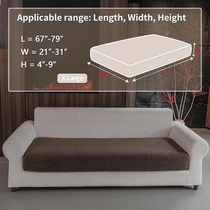 OHSIO Couch Cushion Covers for Sectional Sofa, Stretch Soft Sofa Slipcovers Washable Wear-Resistant Universal Furniture Protector for Living Room(1 Piece Oversized Cover, Brown) - Image 2
