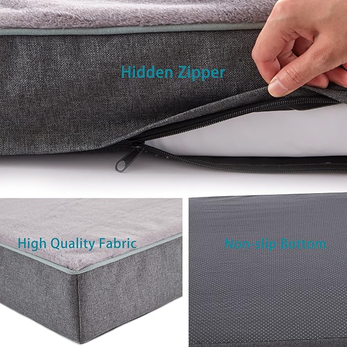 Orthopedic Memory Foam Dog Bed, Dog Crate Bed for Medium Dogs -Waterproof Pet Bed with Removable Washable Cover, Purple Rabbit Plush Surface, M(29inch,45Lbs) - Image 4