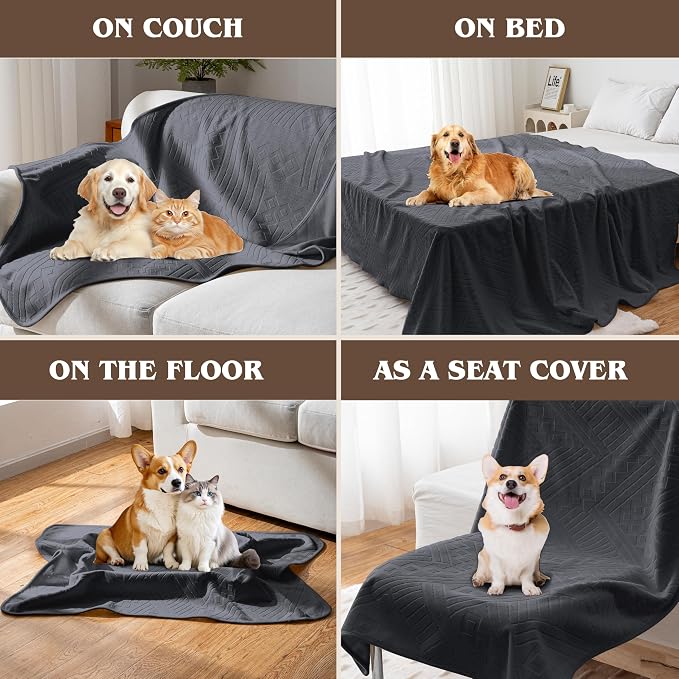 Waterproof Recliner Chair Cover - Washable Double-Sided Velvet and Pattern Reversible Cover for Couch, Bed, Sofa Protection for Dogs, 30x40in/Dark Grey - Image 4