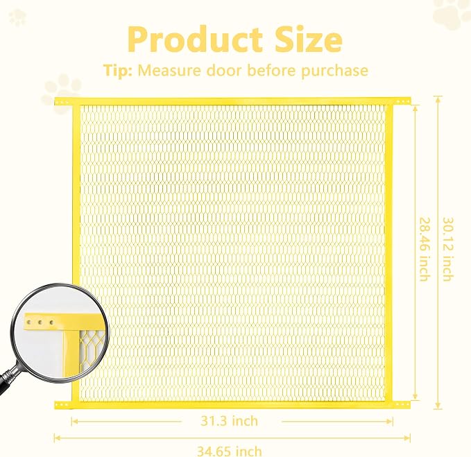 Guardian Steel Pet Grille Screen Door Protector for Dogs Pets Cats Scratch Protector Replacement RV Screen Door Guard Pet Proof Screen Door (Yellow, 36 Inch) - Image 3