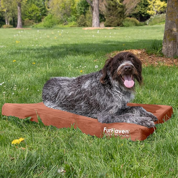 Furhaven Water-Resistant Orthopedic Dog Bed for Large/Medium Dogs w/ Removable Washable Cover, For Dogs Up to 55 lbs - Indoor/Outdoor Logo Print Oxford Polycanvas Mattress - Chestnut, Large - Image 3
