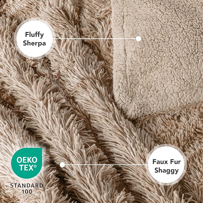 PetAmi Waterproof Dog Blanket for Couch, Queen Bed & Furniture,Reversible Sherpa & Faux Fur Pet Blanket, Leakproof Throw for Large Dog Cat, Washable Soft Calming Sofa Protector (90x90 Taupe) - Image 5