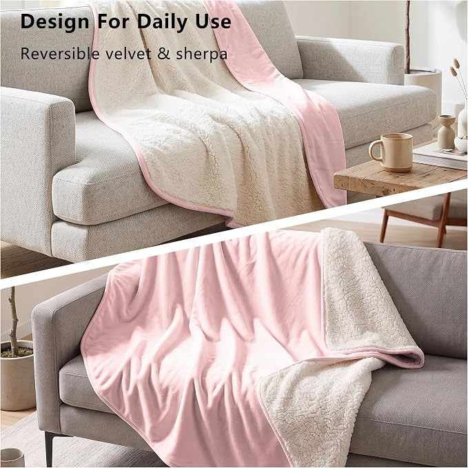 Waterproof Blanket for Dogs - Pet Throw as Furniture Protector | Cozy Sherpa & Smooth Velvet, Reversible and Machine Washable, for Couch and Bed, 30"x40", Pink - Image 5