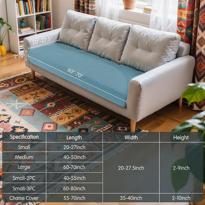 Hokway Couch Cushion Covers Stretch Cushion Covers Sofa Seat Cushion Slipcover Cushion Protector(SmokyBlue, Large) - Image 3