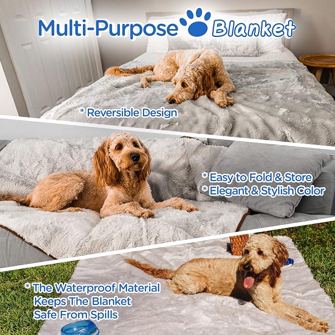 PAW BRANDS PupProtector Waterproof Throw Blanket, Grey, 60x50 | Waterproof, machine washable — protects couches, beds & car seats - Image 2